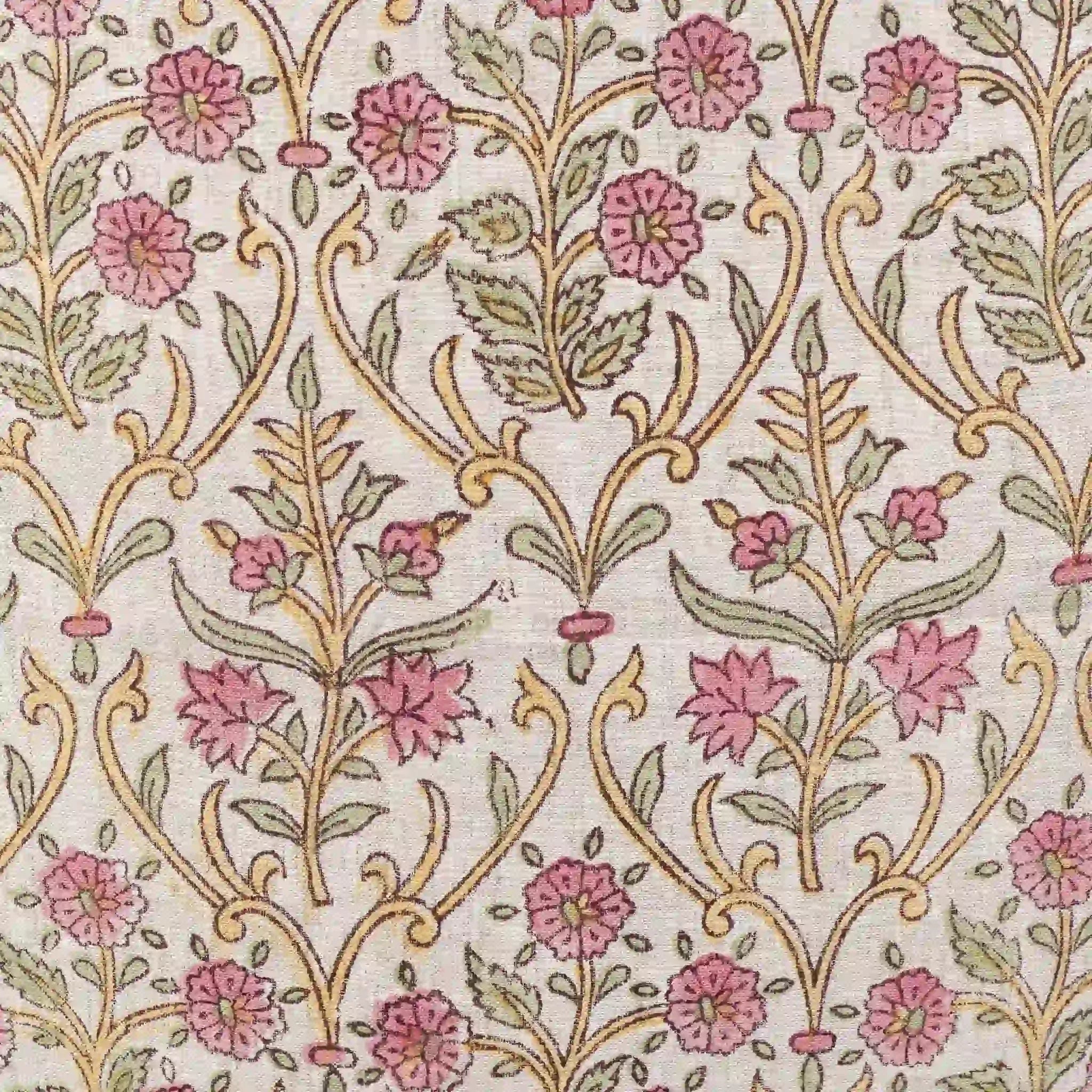 Birch Botanical Floral Vines Natural Linen Pillow Cover