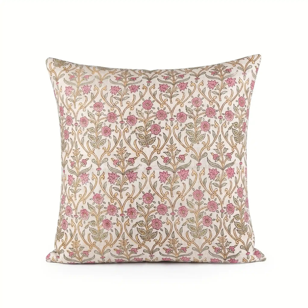 Birch Botanical Floral Vines Natural Linen Pillow Cover