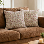Birch Botanical Floral Vines Natural Linen Pillow Cover