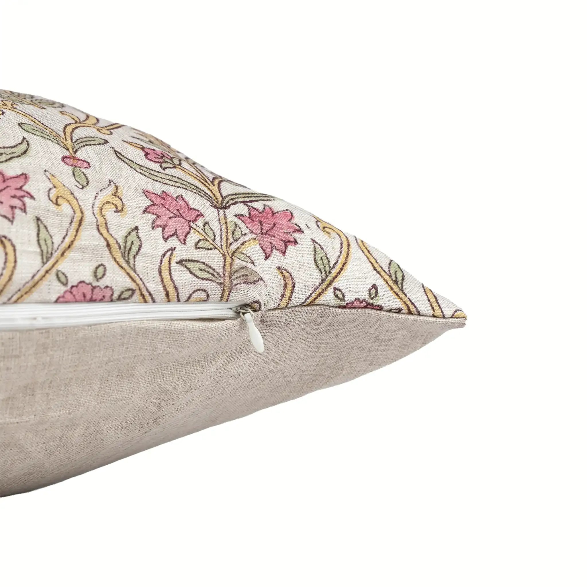 Birch Botanical Floral Vines Natural Linen Pillow Cover