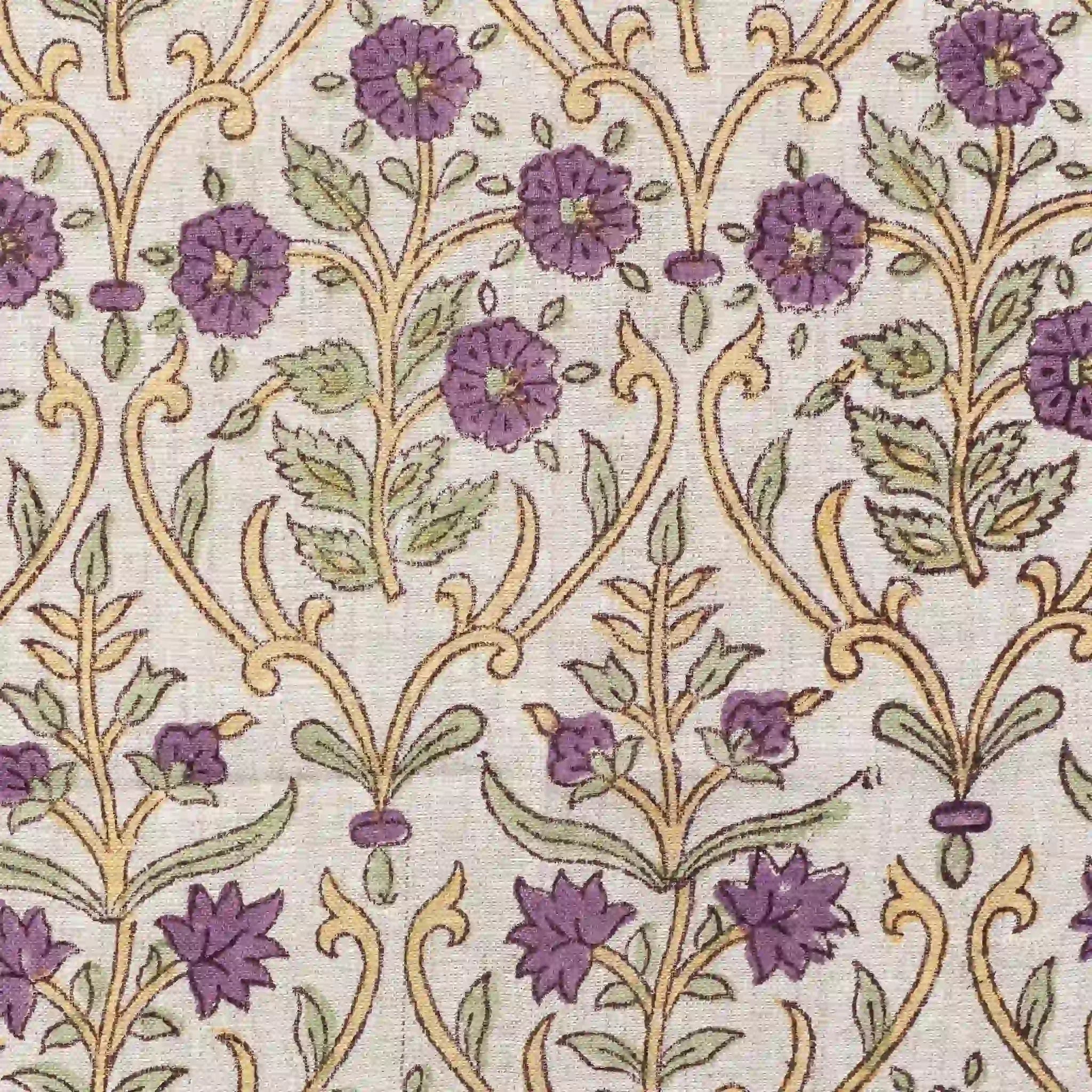 Birch Botanical Floral Vines Natural Linen Pillow Cover