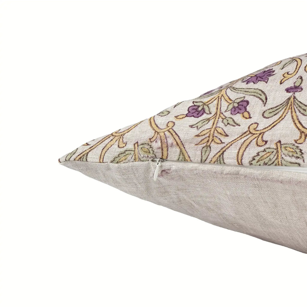 Birch Botanical Floral Vines Natural Linen Pillow Cover
