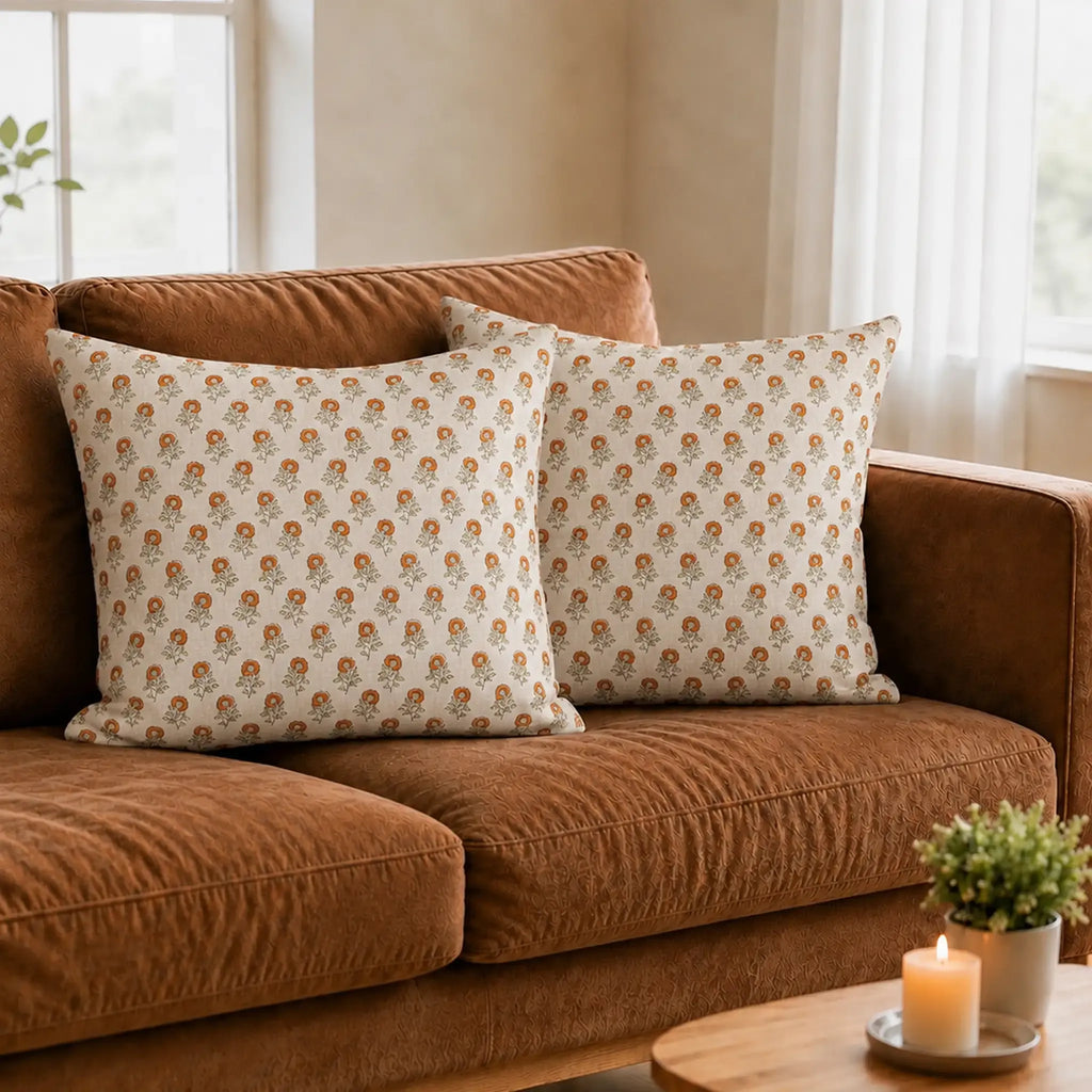 Alder Ditsy Floral Buti Natural Linen Pillow Cover