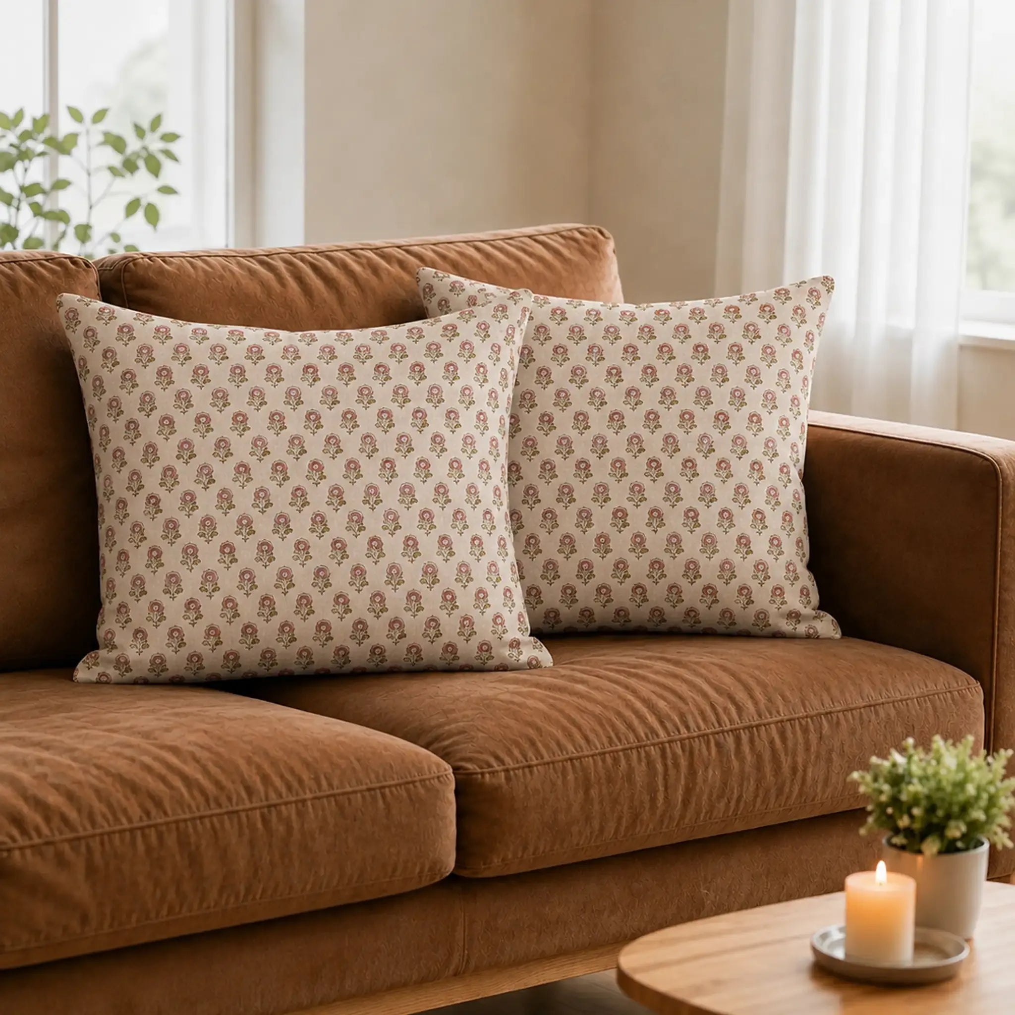 Alder Ditsy Floral Buti Natural Linen Pillow Cover