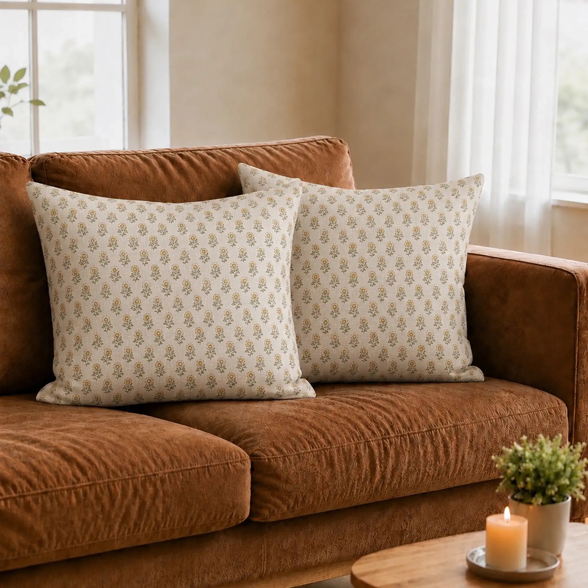 Alder Ditsy Floral Buti Natural Linen Pillow Cover