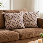 Pressed Petal Botanical Floral Vines Natural Linen Pillow Cover