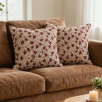 Pressed Petal Botanical Floral Vines Natural Linen Pillow Cover