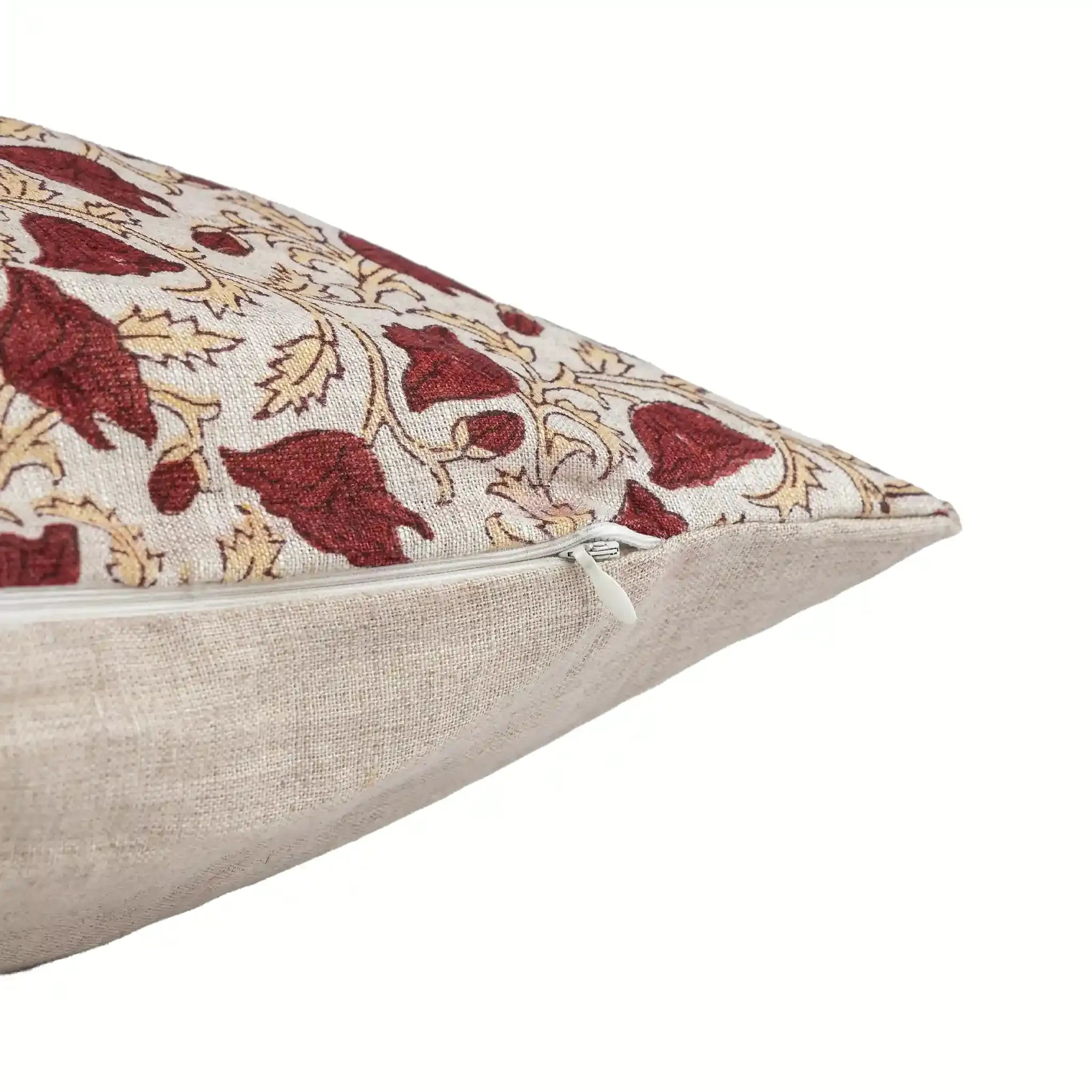 Pressed Petal Botanical Floral Vines Natural Linen Pillow Cover