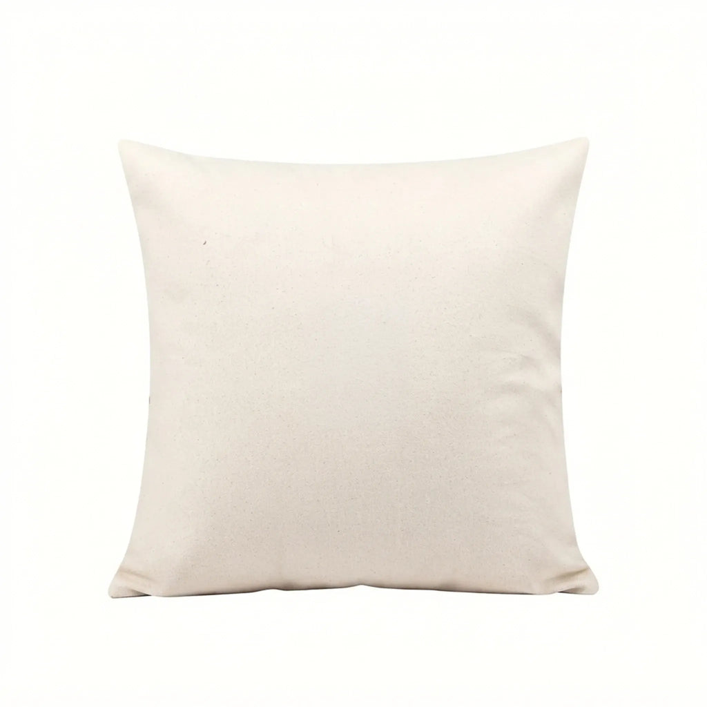 Natural linen pillow cover in a minimalist square silhouette with a smooth, high-quality textile finish.