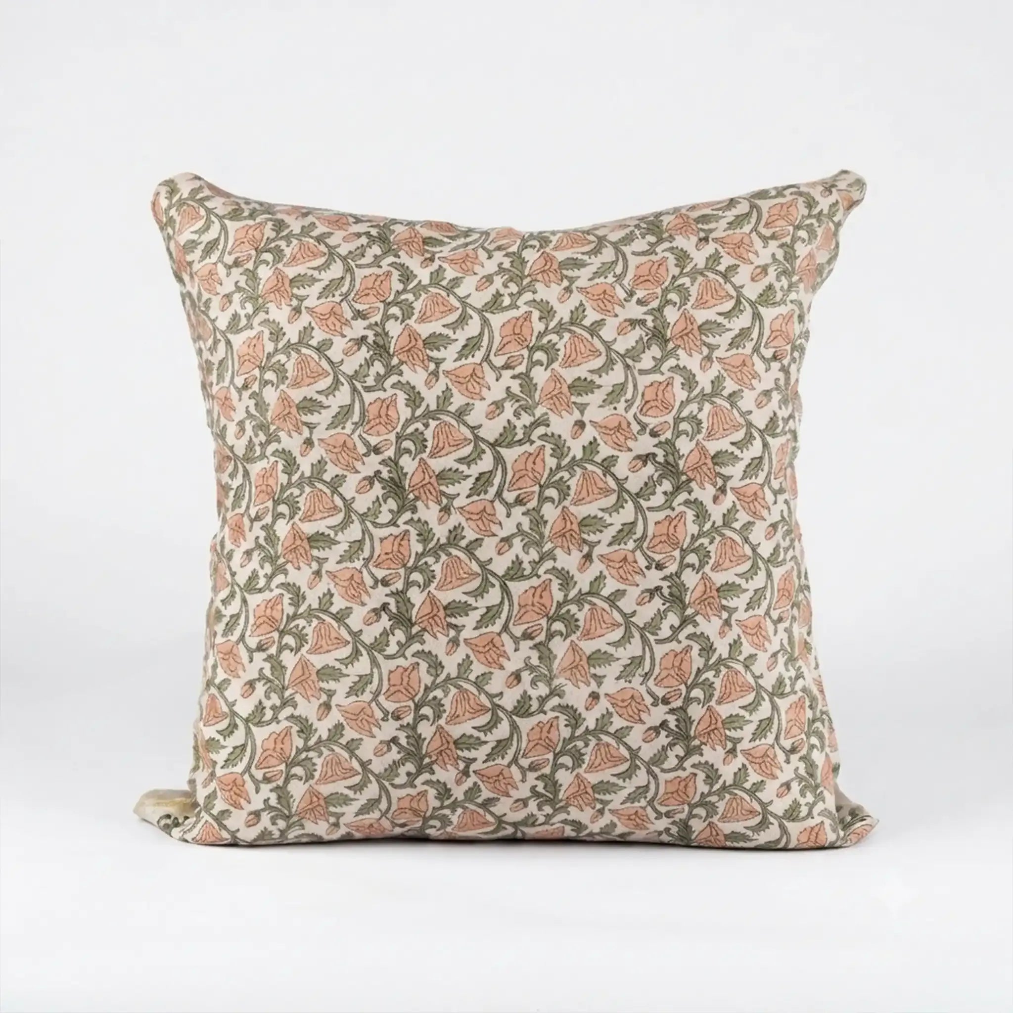 Pressed Petal Botanical Floral Vines Natural Linen Pillow Cover