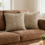 Pressed Petal Botanical Floral Vines Natural Linen Pillow Cover