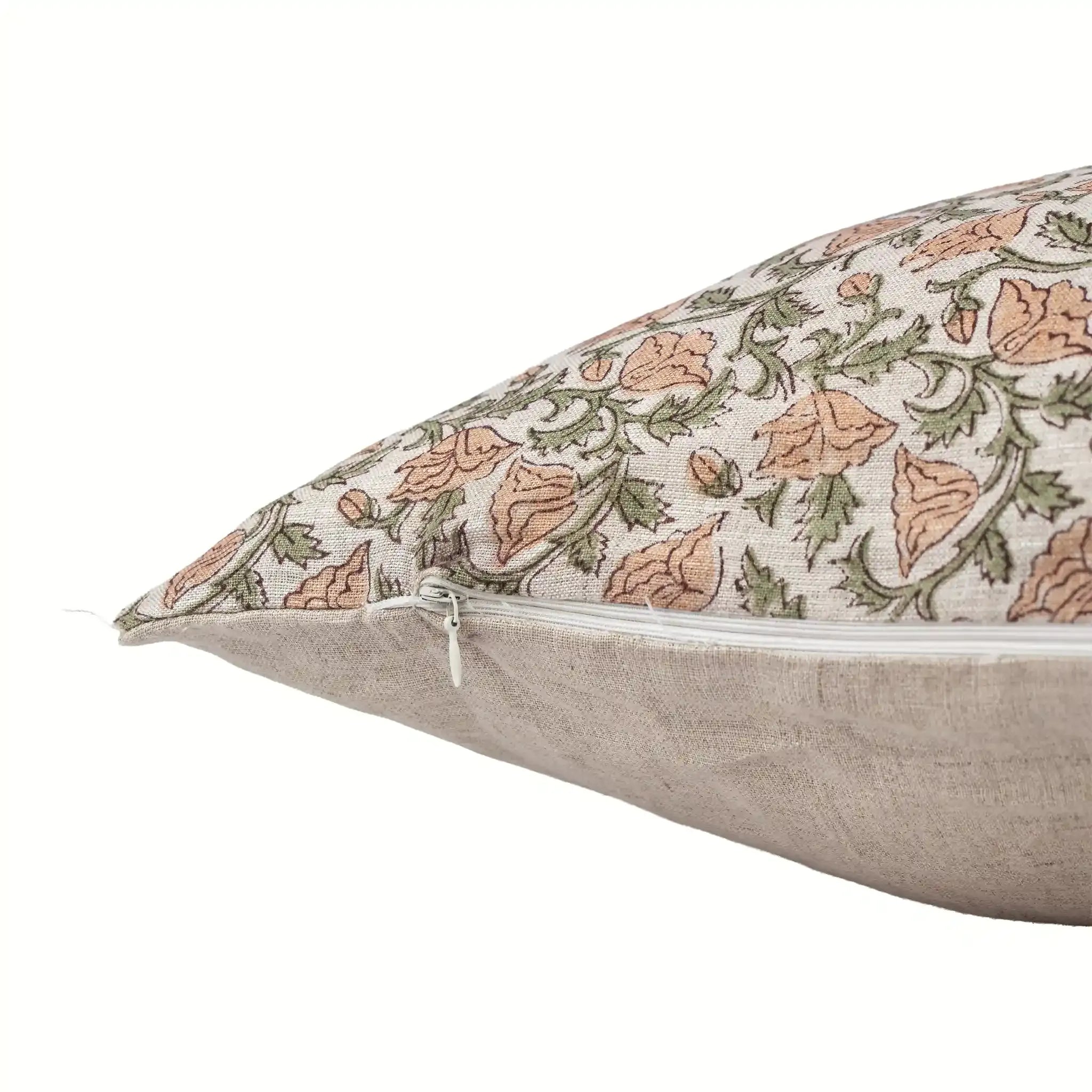 Pressed Petal Botanical Floral Vines Natural Linen Pillow Cover