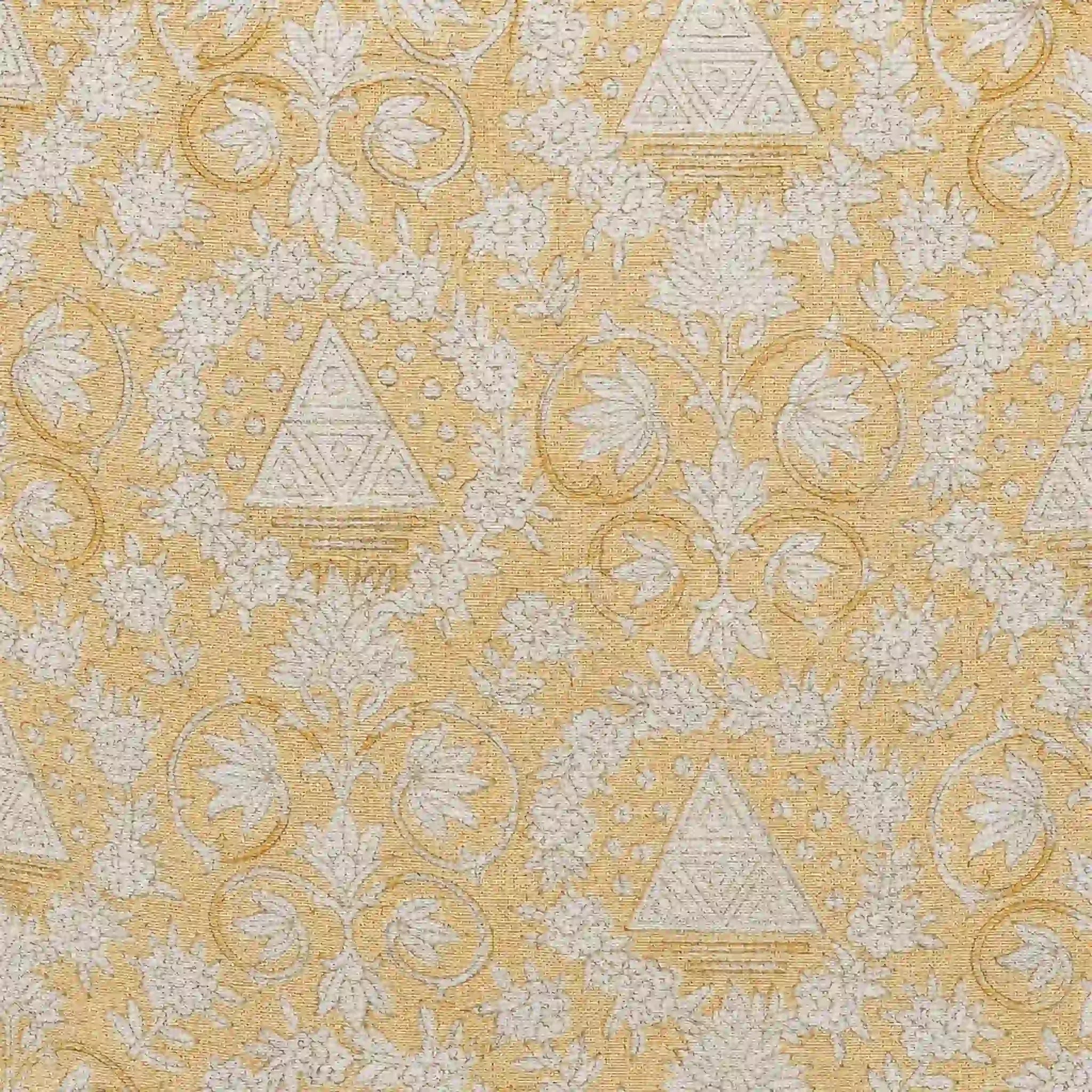 Amber Botanica Botanical Floral Vines Lemon Yellow Linen Pillow Cover