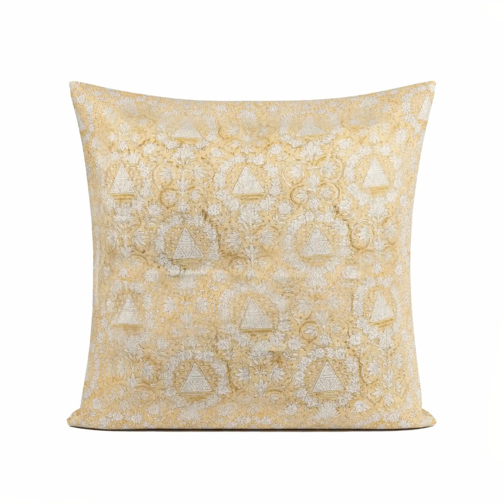 Amber Botanica Botanical Floral Vines Lemon Yellow Linen Pillow Cover