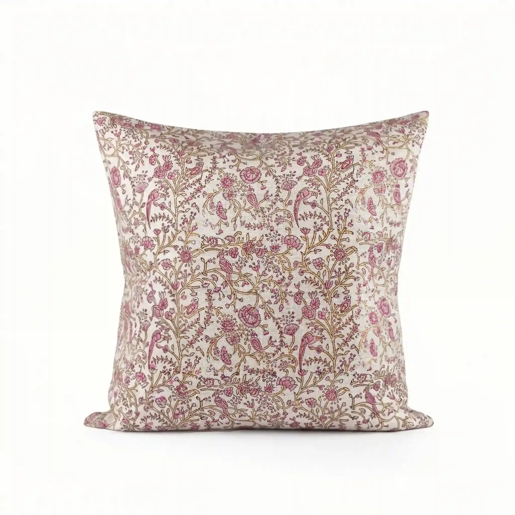 Wild Briar Botanical Floral Vines Natural Linen Pillow Cover