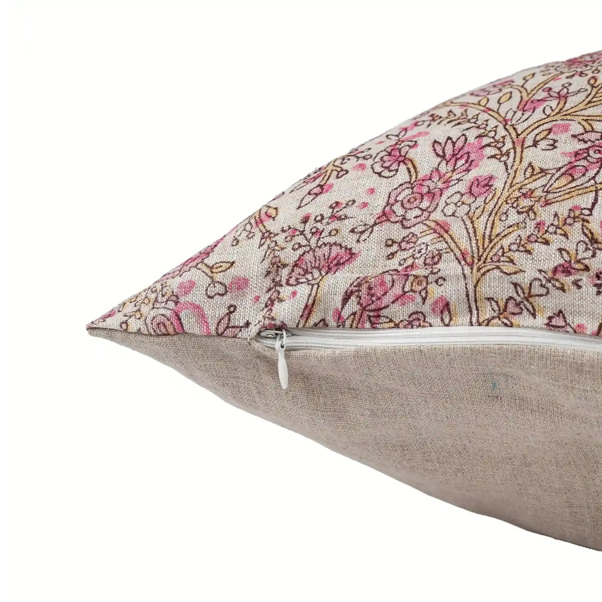 Wild Briar Botanical Floral Vines Natural Linen Pillow Cover