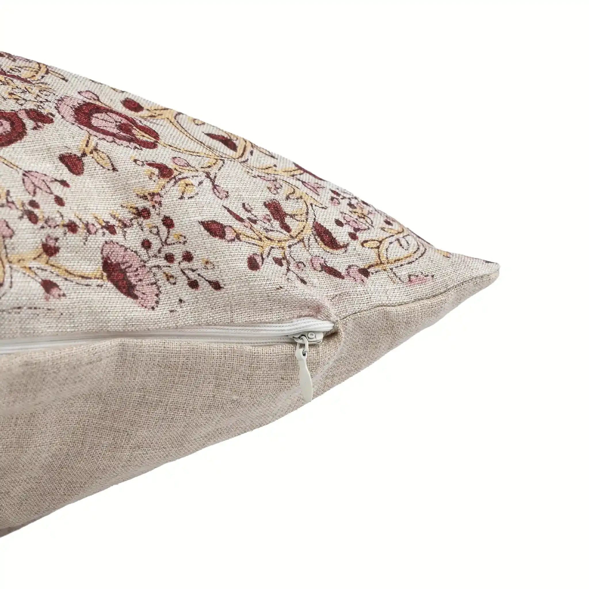 Wild Briar Botanical Floral Vines Natural Linen Pillow Cover