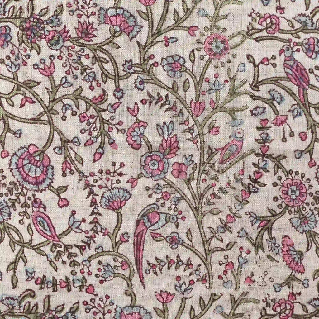 Wild Briar Botanical Floral Vines Natural Linen Pillow Cover