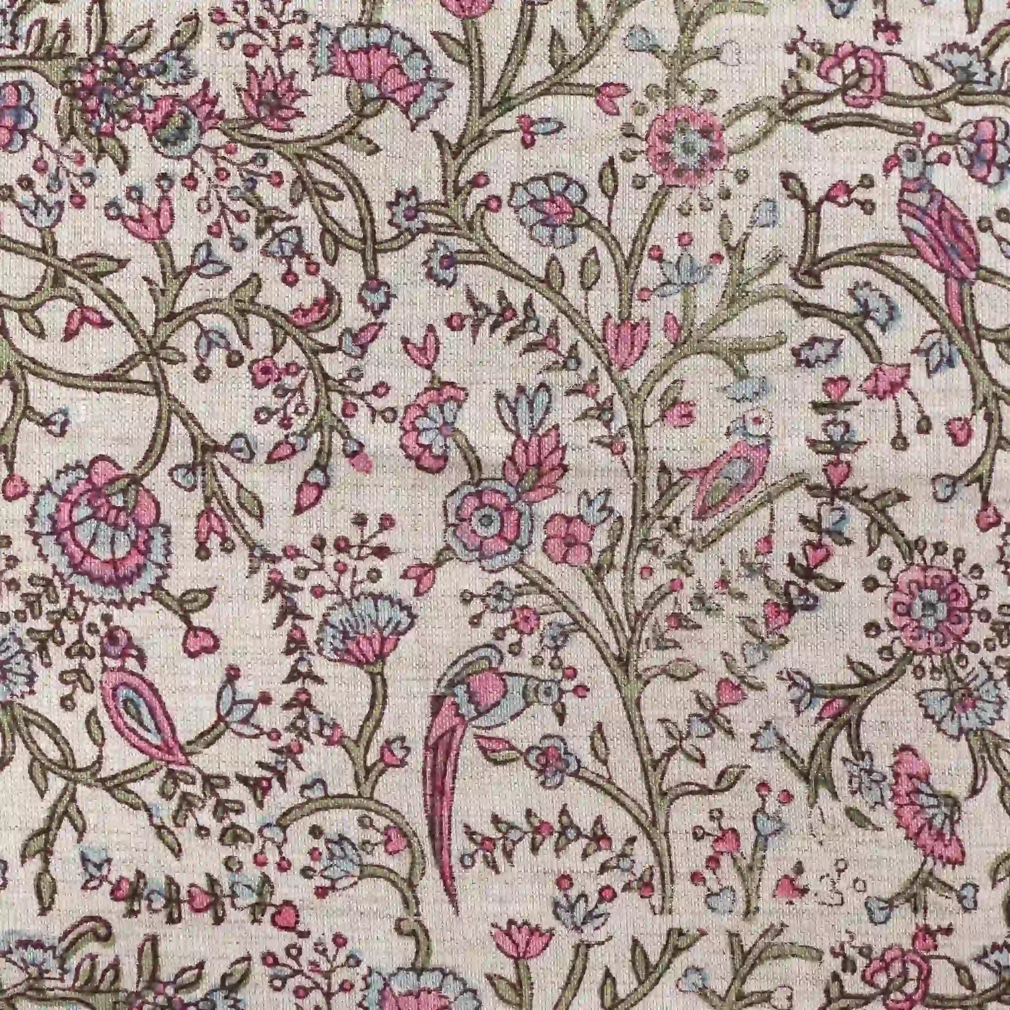 Wild Briar Botanical Floral Vines Natural Linen Pillow Cover