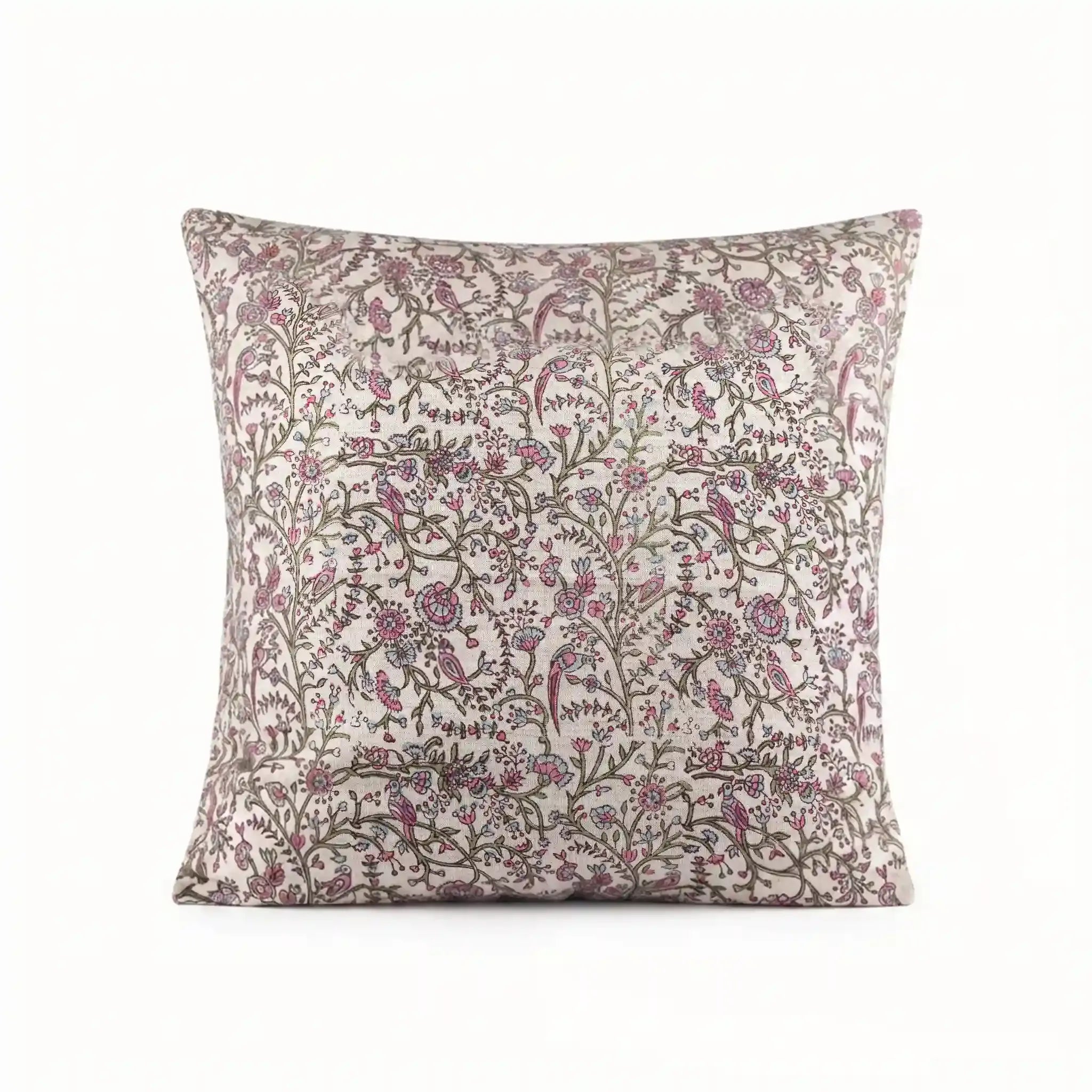 Wild Briar Botanical Floral Vines Natural Linen Pillow Cover