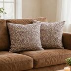 Wild Briar Botanical Floral Vines Natural Linen Pillow Cover