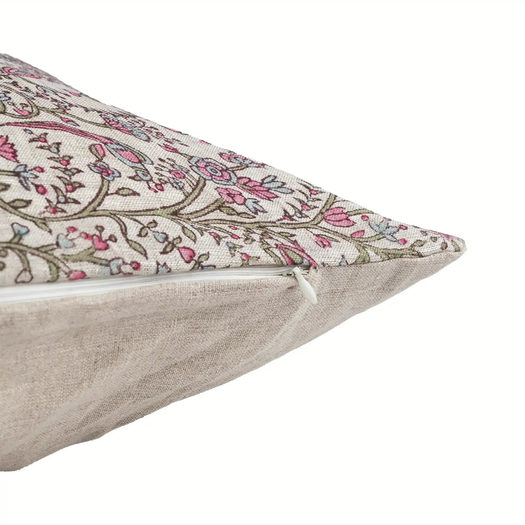 Wild Briar Botanical Floral Vines Natural Linen Pillow Cover