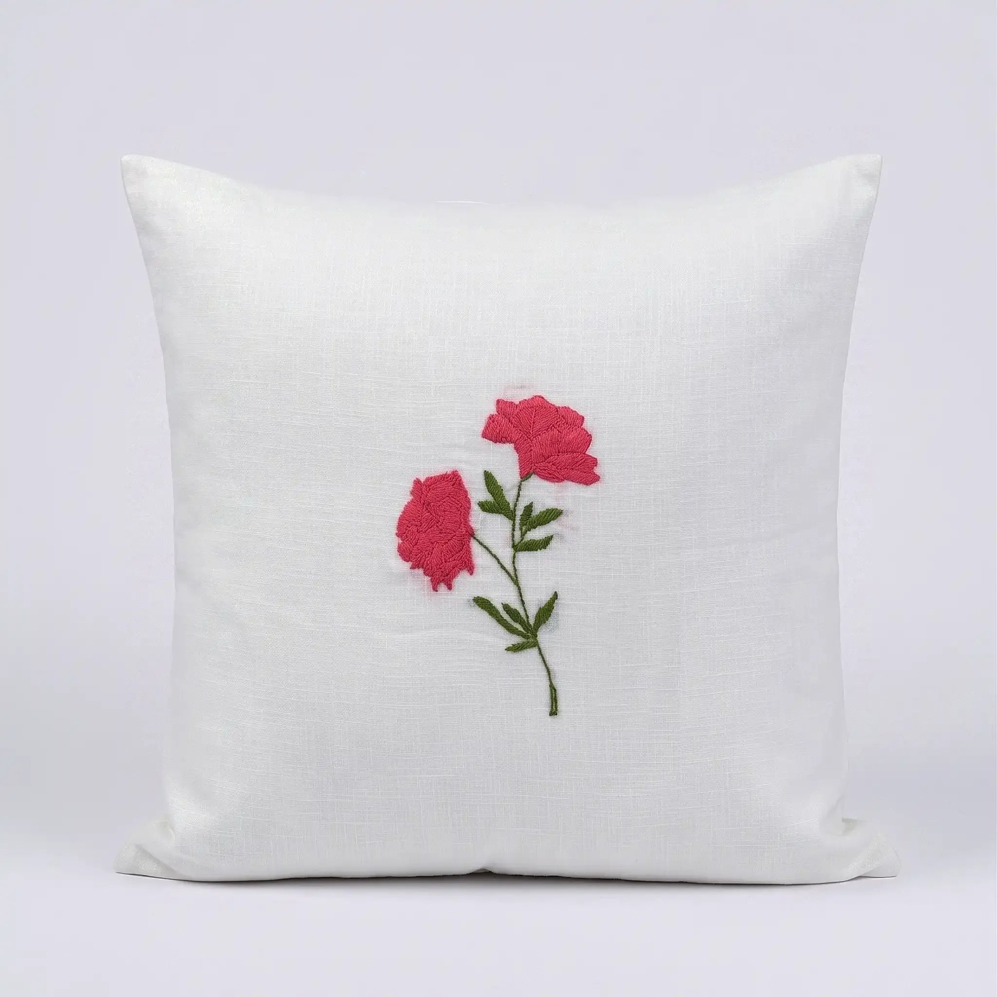 Fruiting Vine Embroidered Botanical Cotton Cushion Cover