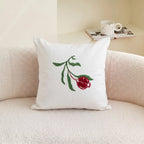 Pomegranate Trail Embroidered Botanical Cotton Cushion Cover