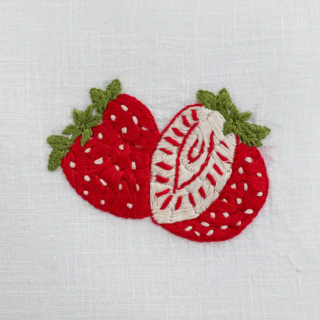 Berry Blossom Embroidered Botanical Cotton Cushion Cover