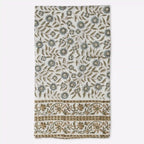 Willowmere Ice Blue & Brown Hand Block Printed Cotton Tablecloth