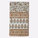 Florent Sage Green & Mustard Hand Block Printed Cotton Tablecloth
