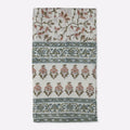 Florent Sage Green & Plum Wine Hand Block Printed Cotton Tablecloth