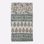 Florent Sage Green & Plum Wine Hand Block Printed Cotton Tablecloth