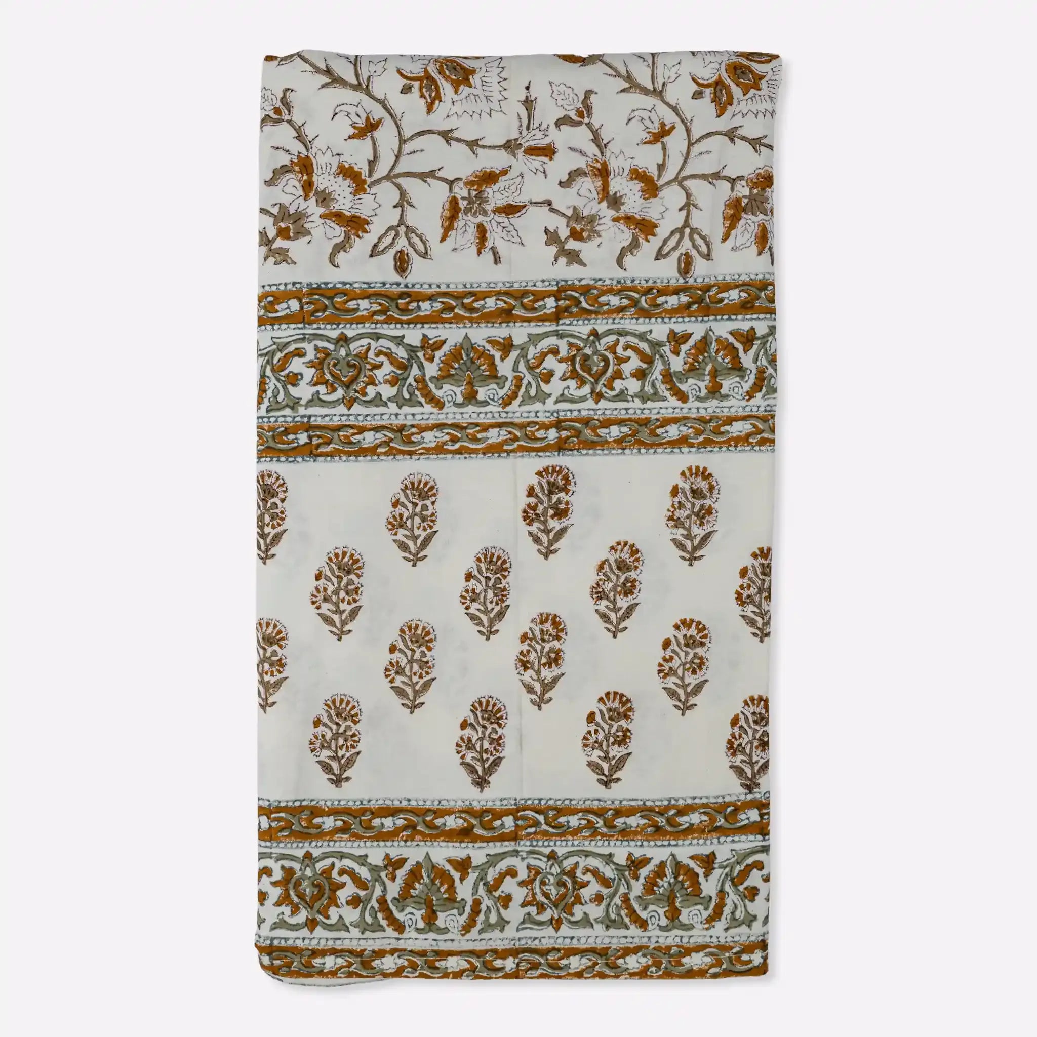 Montrose Mustard & Plum Wine Hand Block Printed Cotton Tablecloth
