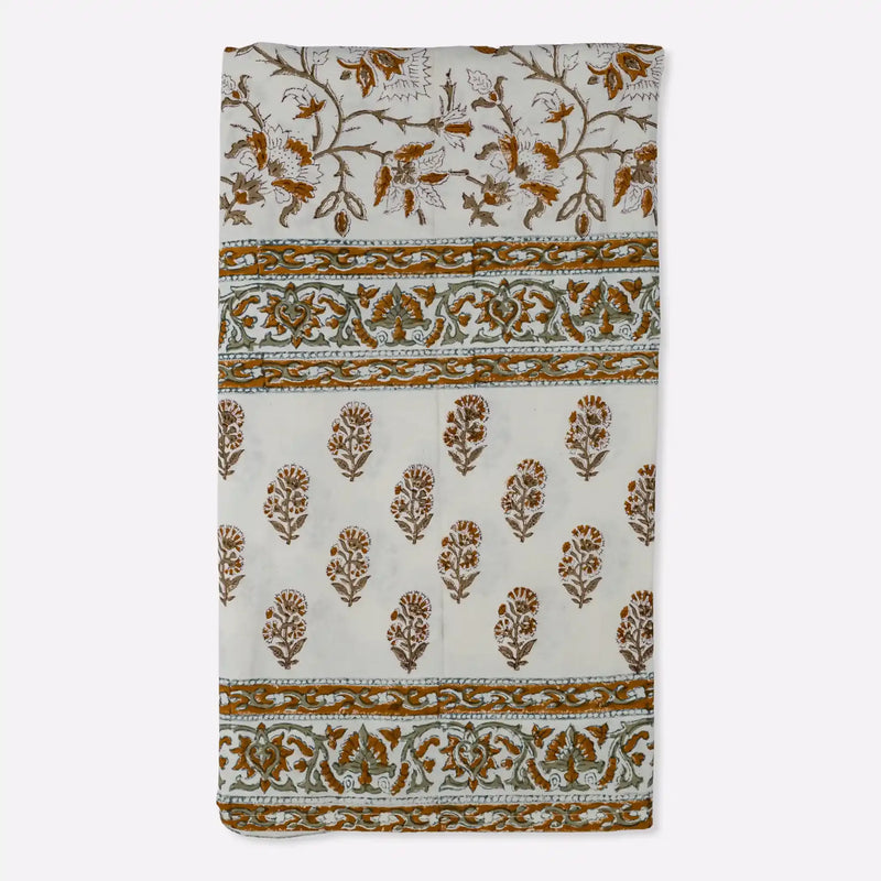 Montrose Mustard & Plum Wine Hand Block Printed Cotton Tablecloth