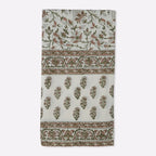 Montrose Blush Pink & Olive Green Hand Block Printed Cotton Tablecloth
