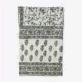 Montrose Ice Blue & Olive Green Hand Block Printed Cotton Tablecloth