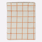 Soft Checks Orange Hand Block Printed Cotton Tablecloth