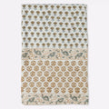 Amber Garden Sage Green & Blue Hand Block Printed Cotton Tablecloth
