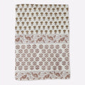Amber Garden Blush Pink & Brown Hand Block Printed Cotton Tablecloth