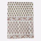 Amber Garden Blush Pink & Brown Hand Block Printed Cotton Tablecloth