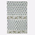 Amber Garden Ice Blue & Mustard Hand Block Printed Cotton Tablecloth