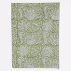 Garden Sage Green & Olive Green Hand Block Printed Cotton Tablecloth