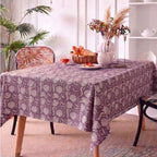 Garden Purple & Orange Hand Block Printed Cotton Tablecloth