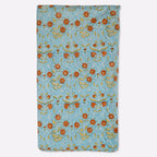 Garden Archive Ice Blue & Dusk Orange Hand Block Printed Cotton Tablecloth