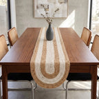 Juno Natural & White Woven Jute Table Runner