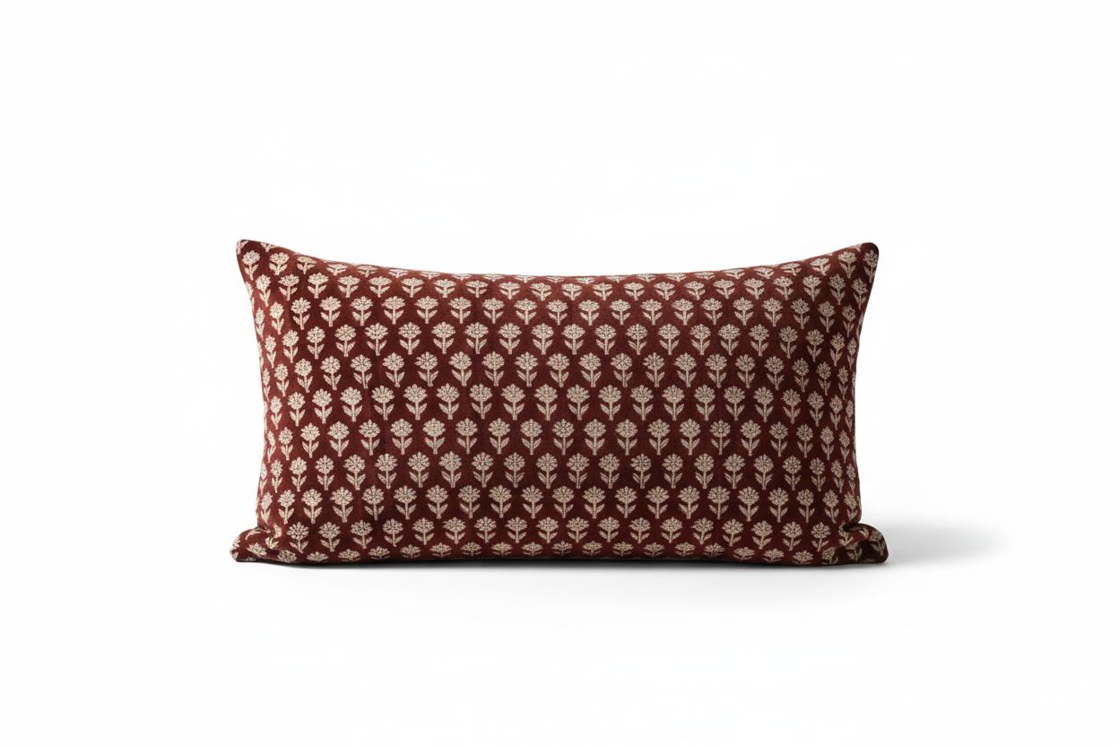 Harriet Ditsy Prints Oxblood Pillow Cover 16" x 42" Double Sided Pillow Covers