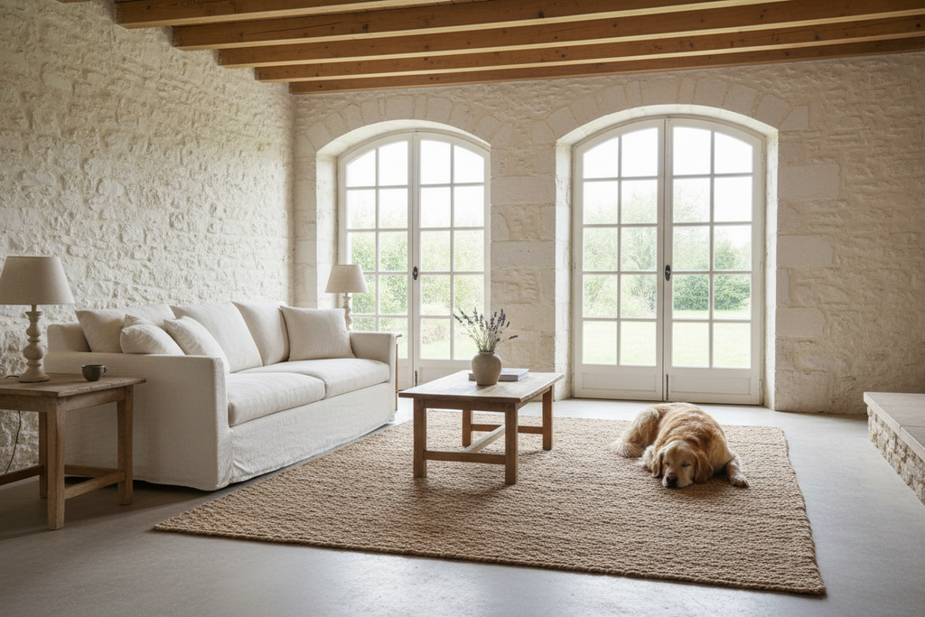Textured brown rug on a white background