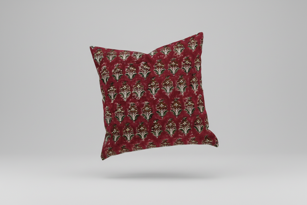 Theodosia Ditsy Prints Oxblood Pillow Cover 26" x 26" Double Sided Pillow Covers