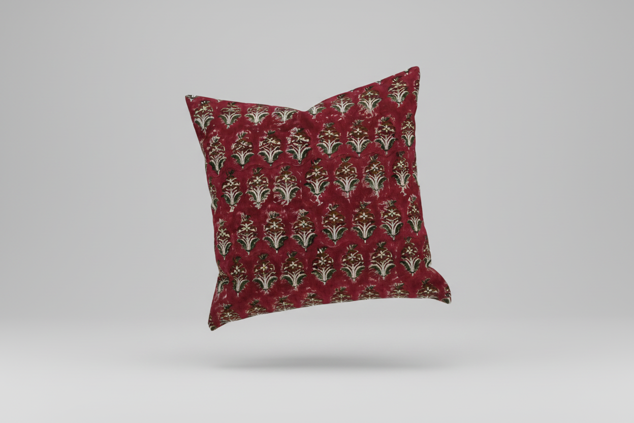 Theodosia Ditsy Prints Oxblood Pillow Cover 26" x 26" Double Sided Pillow Covers